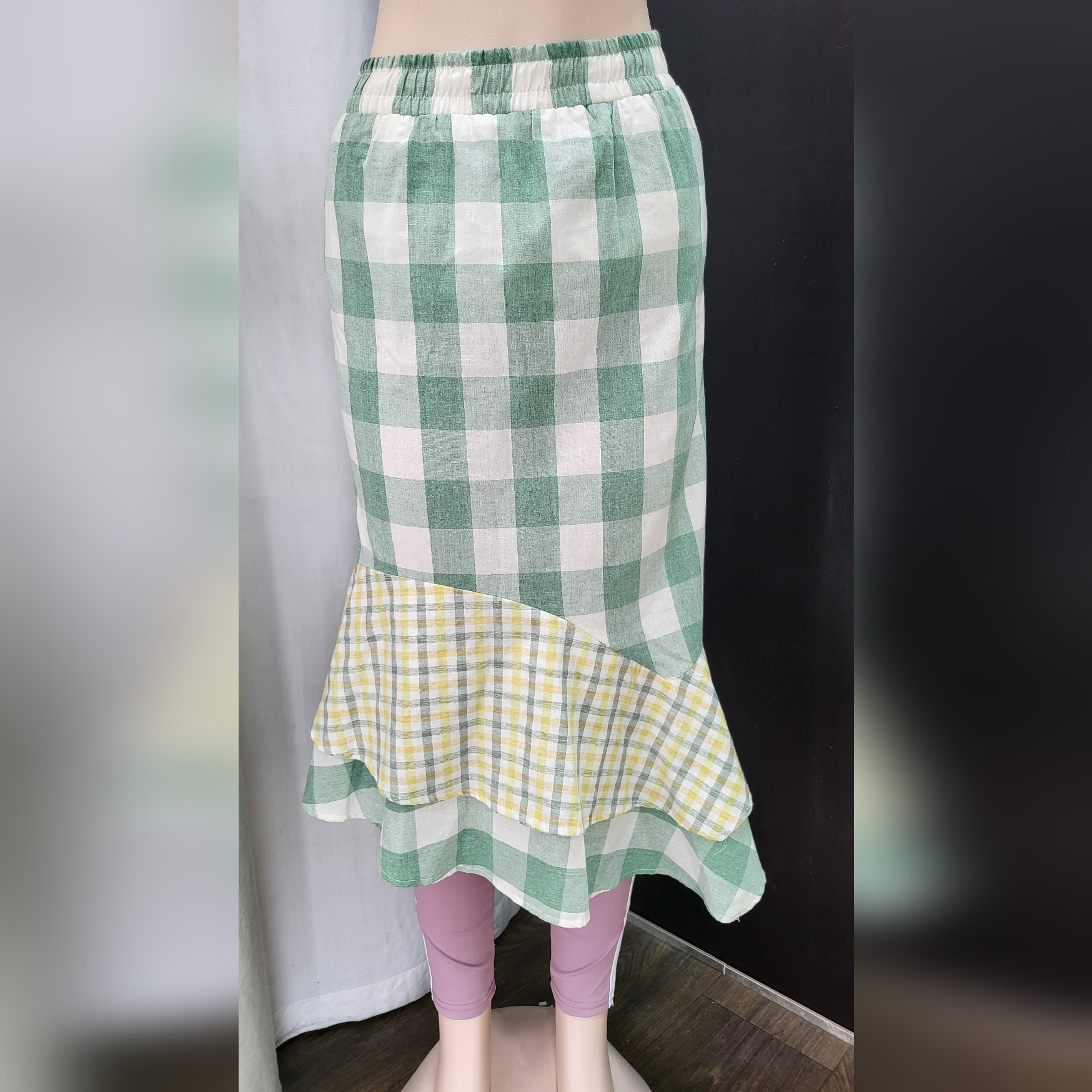 Urban Outfitters Green Check Unbalanced Skirts